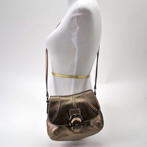 Coach Gold Metallic Leather Crossbody Handbag